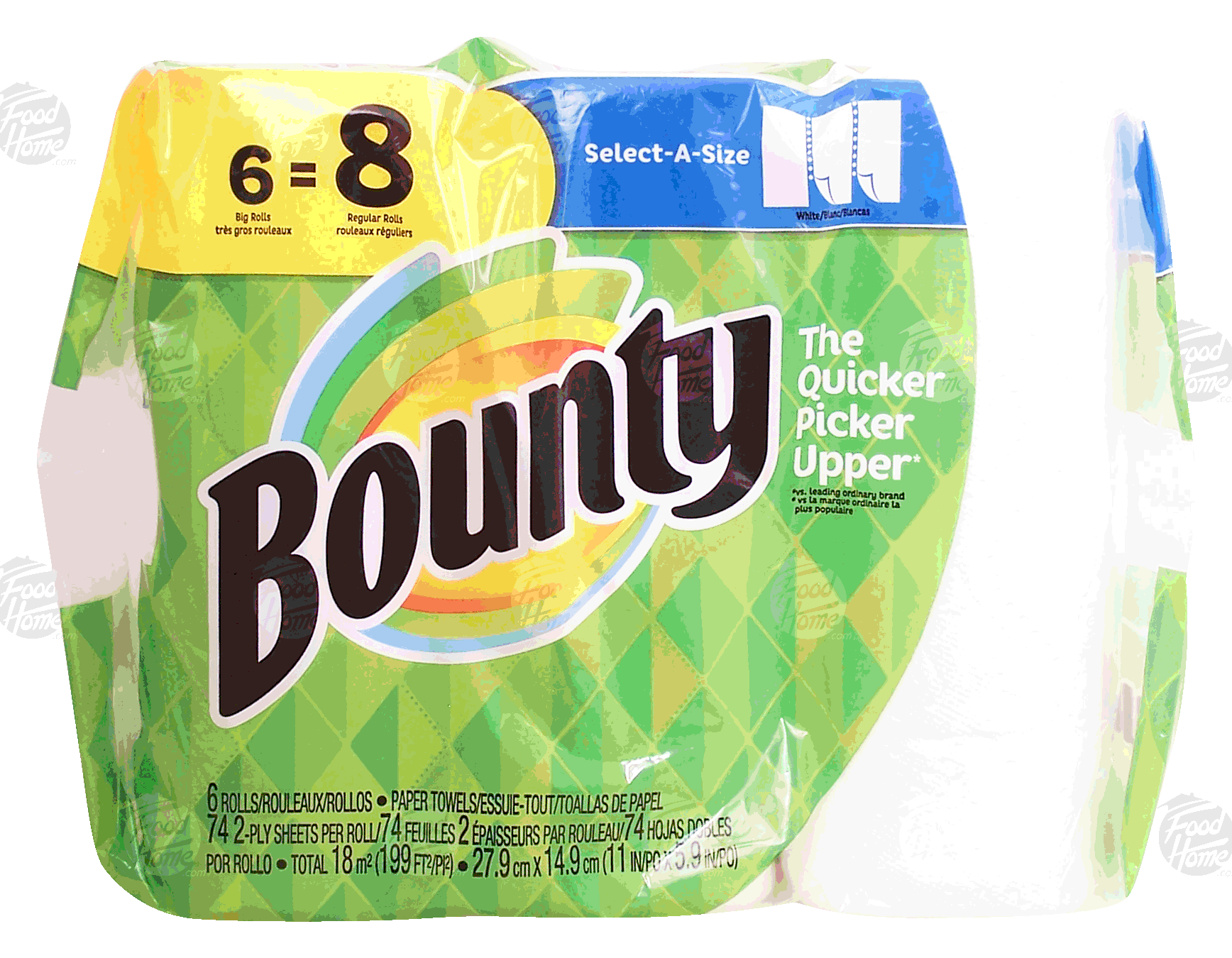 Bounty  paper towel rolls, 74 2-ply sheets, select-a-size Full-Size Picture